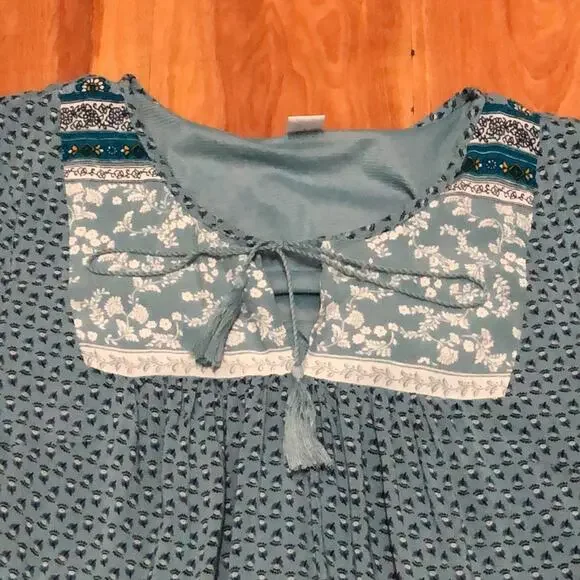 Old Navy Blue/Green Boho Paisley Floral Dress Size XS Petite - Picture 9 of 12